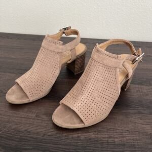 Franco Sarto Harlet2 Taupe Leather Open Toe Sandal Womens Shoes Sz 7.5